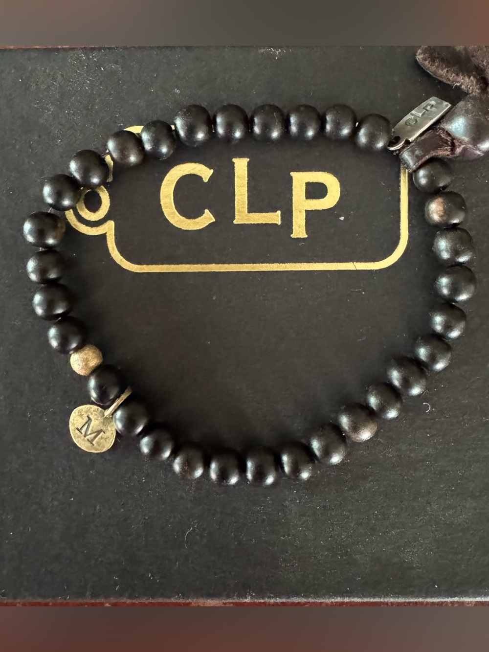 CLP Black Beaded Bracelet with “M” Charm